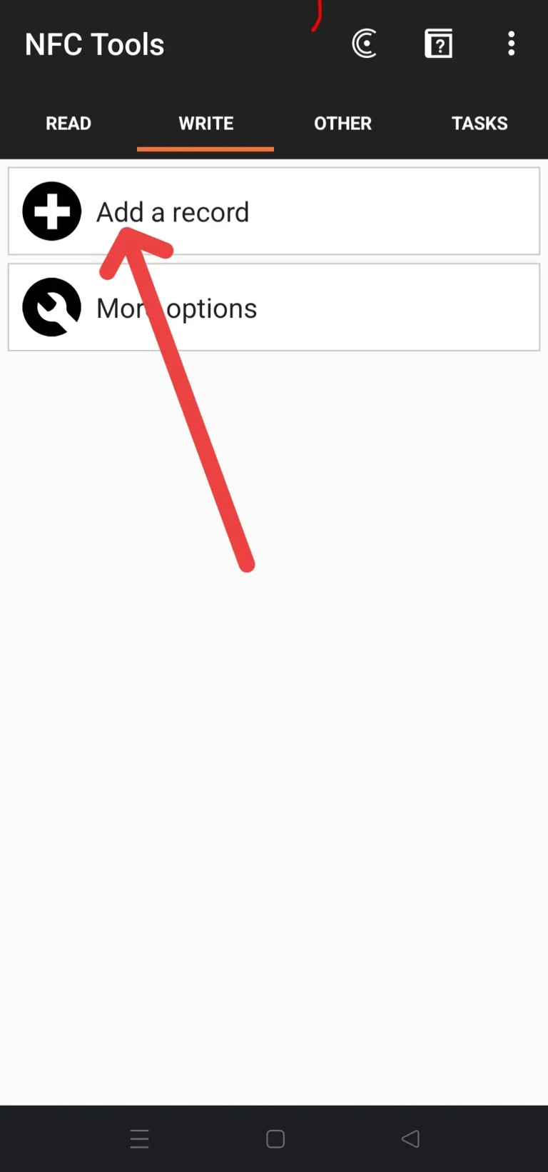 Step 4 - Choose "Add a record".