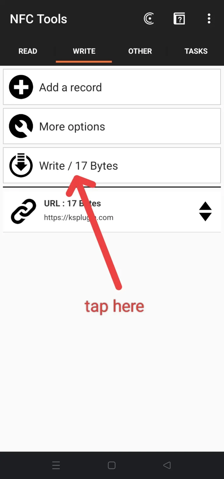 Step 7 - Select "Write".